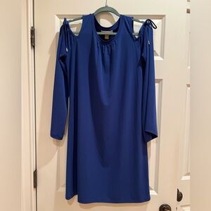 Michael Kors blue cold shoulder dress size medium